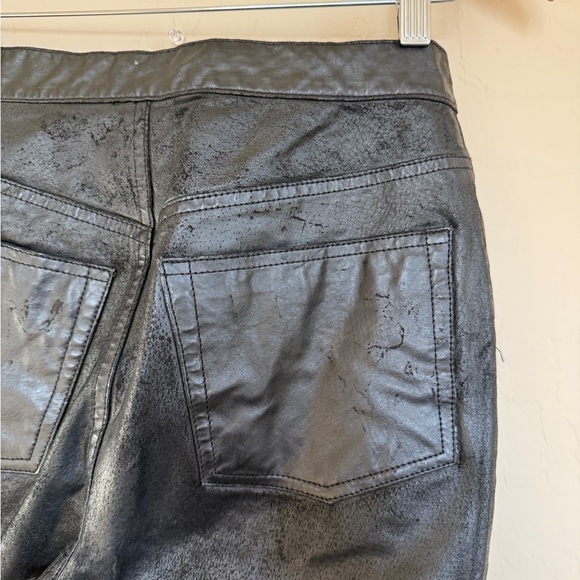 Vintage 90s Genuine Leather Pants NY & CO Straight Leg Black Distressed Women 28 - Picture 2 of 13